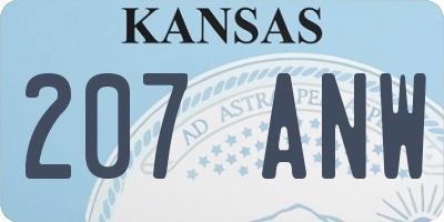 KS license plate 207ANW