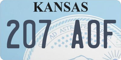 KS license plate 207AOF