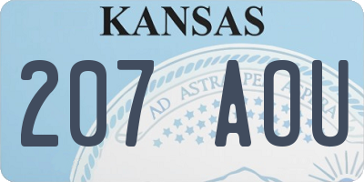 KS license plate 207AOU