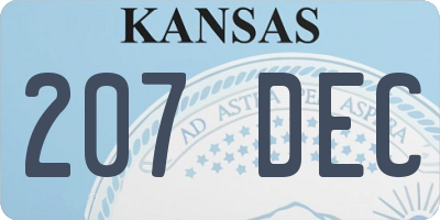 KS license plate 207DEC