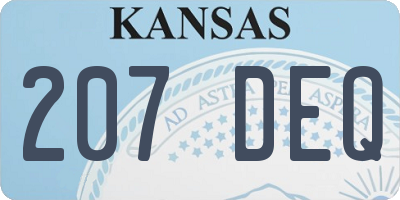 KS license plate 207DEQ