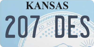 KS license plate 207DES