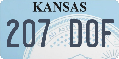 KS license plate 207DOF