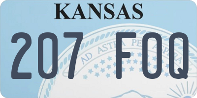 KS license plate 207FOQ