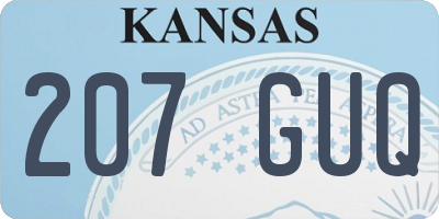 KS license plate 207GUQ