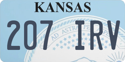 KS license plate 207IRV