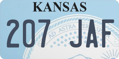 KS license plate 207JAF