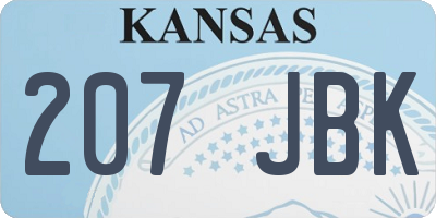 KS license plate 207JBK