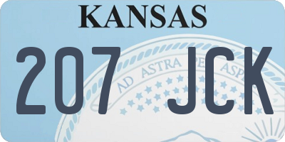 KS license plate 207JCK