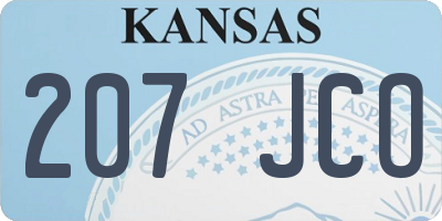 KS license plate 207JCO