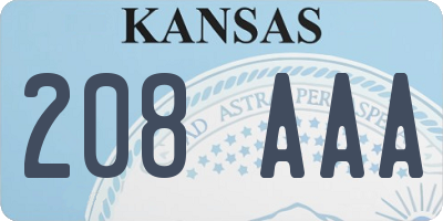 KS license plate 208AAA