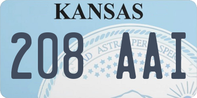 KS license plate 208AAI