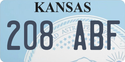 KS license plate 208ABF