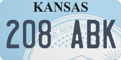 KS license plate 208ABK