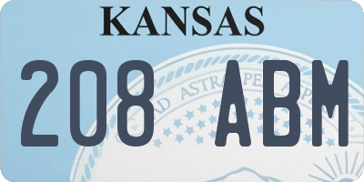 KS license plate 208ABM