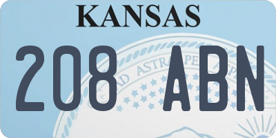 KS license plate 208ABN