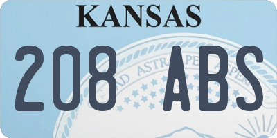 KS license plate 208ABS