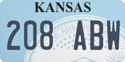KS license plate 208ABW