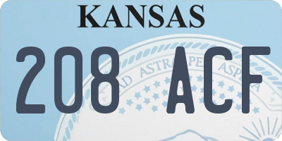 KS license plate 208ACF
