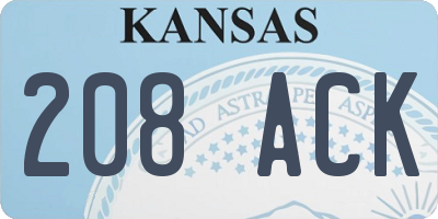 KS license plate 208ACK