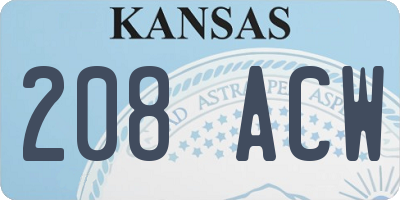 KS license plate 208ACW
