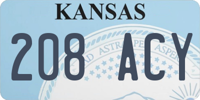 KS license plate 208ACY