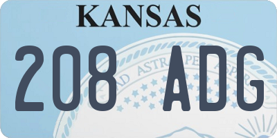 KS license plate 208ADG
