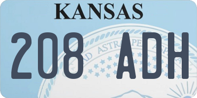KS license plate 208ADH