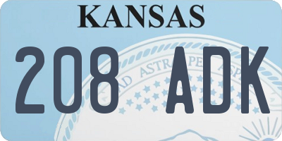 KS license plate 208ADK