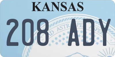 KS license plate 208ADY