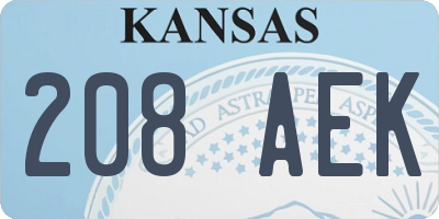KS license plate 208AEK