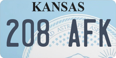 KS license plate 208AFK