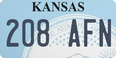 KS license plate 208AFN