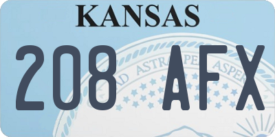 KS license plate 208AFX