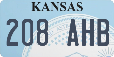KS license plate 208AHB