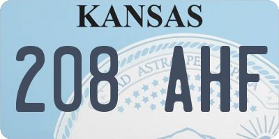 KS license plate 208AHF