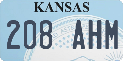 KS license plate 208AHM