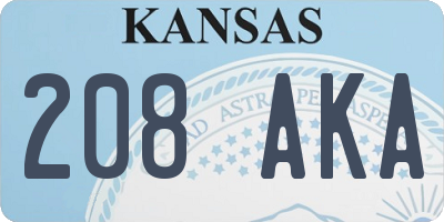 KS license plate 208AKA