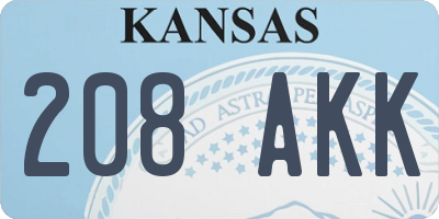 KS license plate 208AKK