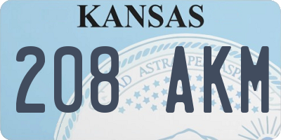 KS license plate 208AKM