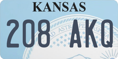 KS license plate 208AKQ