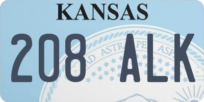 KS license plate 208ALK