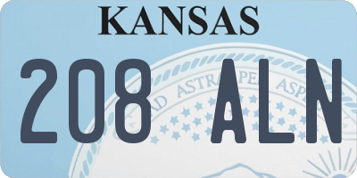 KS license plate 208ALN