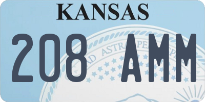 KS license plate 208AMM