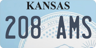 KS license plate 208AMS