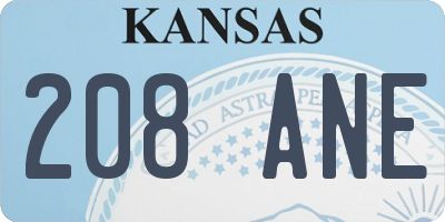 KS license plate 208ANE