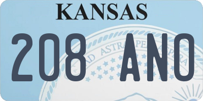 KS license plate 208ANO