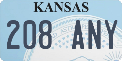 KS license plate 208ANY