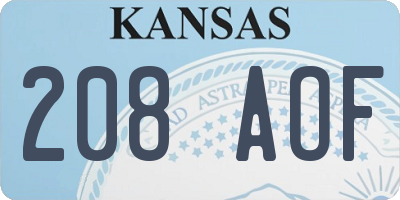KS license plate 208AOF