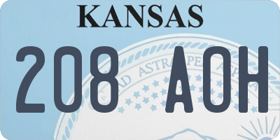 KS license plate 208AOH